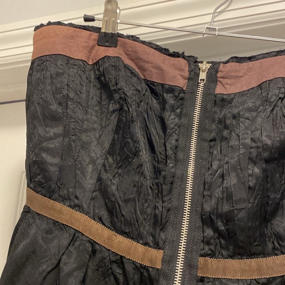 NWT Free people strapless black zipper front crinkle dress. Size 12. - Picture 2 of 14